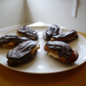 Chocolate éclairs - https://studentbaking101.wordpress.com/2014/09/25/rainbow-cupcakes/